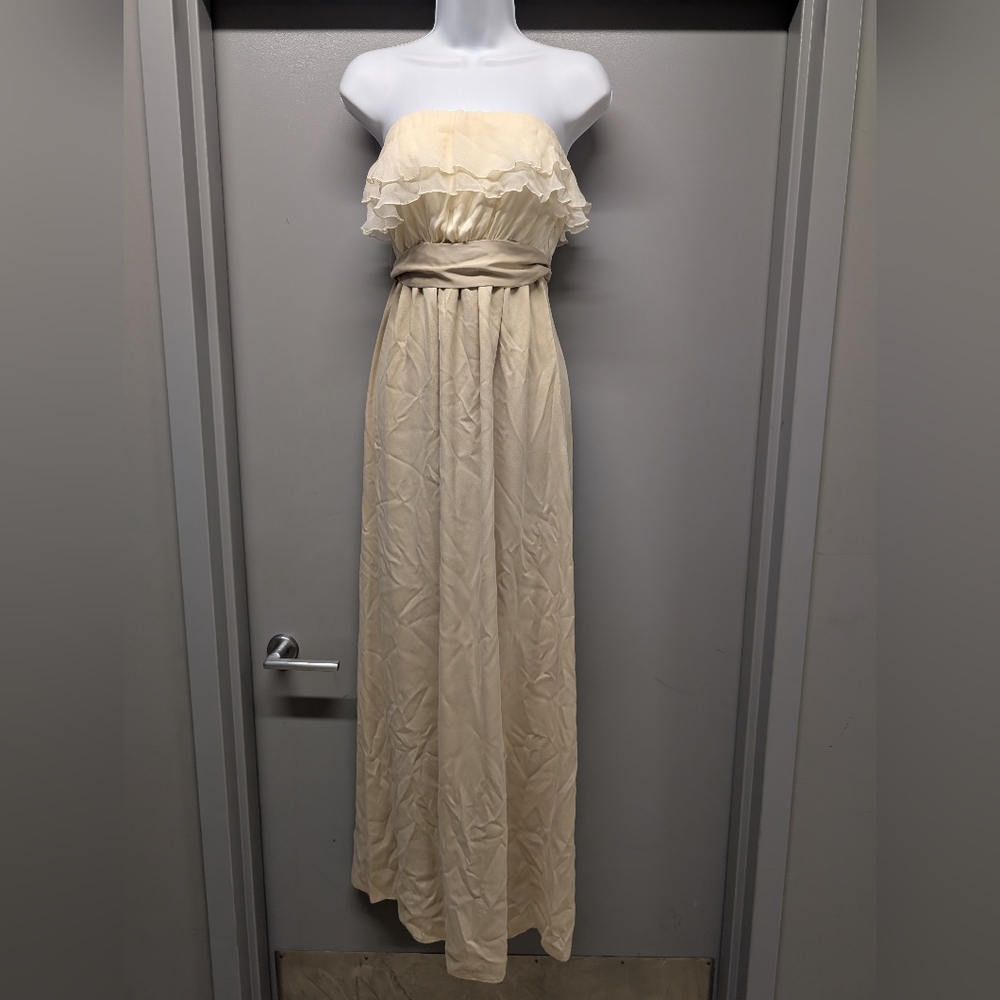 Swoon Made In USA Elegant Cream Strapless Maxi Dress